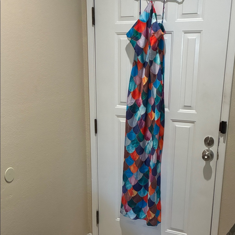 Commense Colorful Scallop Pattern Maxi Dress
